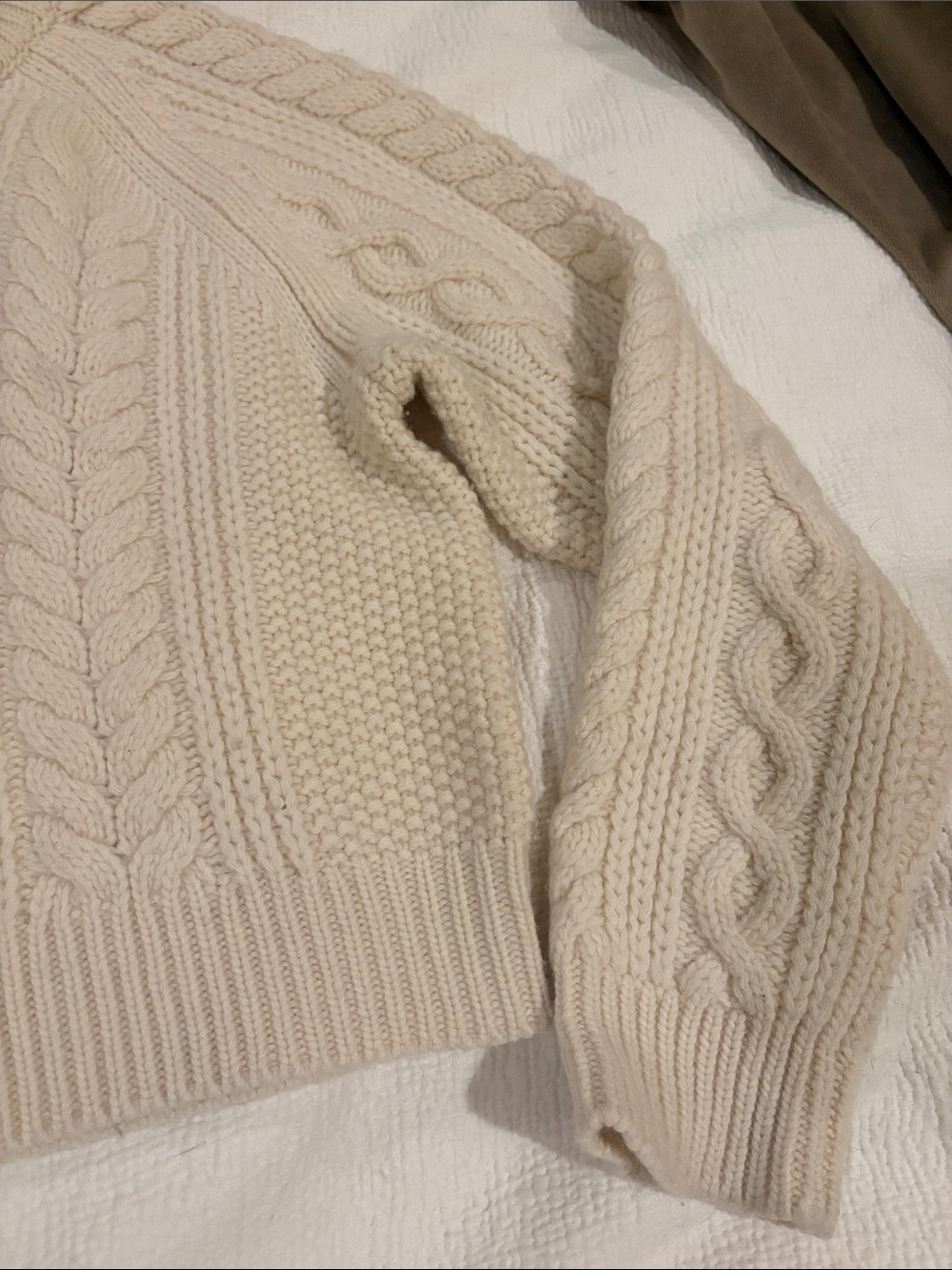 Nili Lotan Coras Cream Cable Knit Crewneck Sweater - Picture 5 of 10
